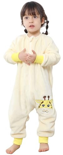Thermo Schlafanzug Kinder Schlafsack Winter Baby Mit Füßen Schlummersack Winterschlafsack Mit äRmel Warme Gefüttert Babyschlafsack Schlafstrampler Junge MäDchen Pyjama 100 Giraffe