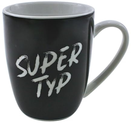 Kaffeebecher/Tasse aus Porzellan, Motiv: Supertyp. Größe H/Ø: 9,8 x 8,2 cm, Fassungsvermögen 250 ml, Spülmaschinengeeignet.