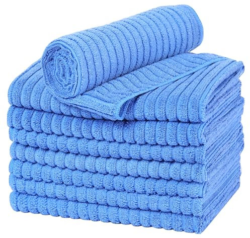 gryeer 8er-Set Microfaser Geschirrtücher, dick, super saugfähig, weich und fusselfrei Küchentücher,45 x 65 cm, Blau