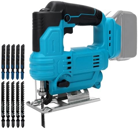 WingFly Akku Stichsäge für Makita 18V, Elektro-Stichsäge mit 10 Stichsägeblatt, Variable Geschwindigkeit, zum Schneiden von Holz, Kunststoff und Metall(ohne Akku)