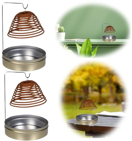 LS-LebenStil 2x3 Räucherspirale Citronella - hängend mit Halterung - Insektenschutz Mückenschutz - Mückenkreisel mit Zitronenduft - Mücken-Spirale - Räucherspiralenhalter Camping, Terrasse