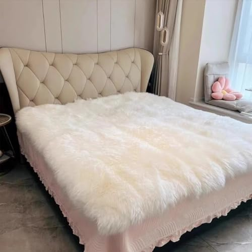 Lammfell Matratzen Topper Lammfell Matratzentopper Wolle Matratzenauflage Schaffell Bett Topper Fell Unterbett Matratzenschoner Topper Bezug Matratzenbezug Matratzenschutzbezüge Lammfell Bettauflage(2