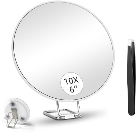 Miroir grossissant de voyage Suupvaor 10x, 15 cm, avec support et ventouses, parfait pour le maquillage et le rasage