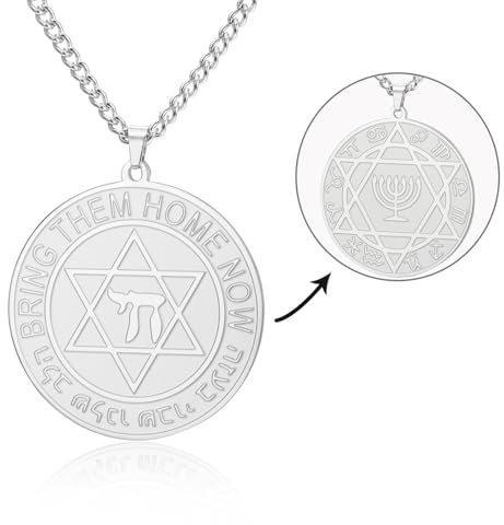 VASSAGO Collana con stella di David con ciondolo ebraico Chai ebraico Hanukah Menorah ciondolo 12 costellazioni collana amuleto gioielli ebraici per uomo donna (Stella d'argento di David)