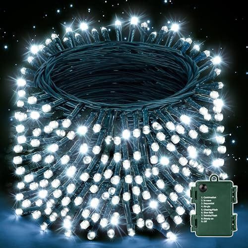Nextronix Fairy Lights Battery Operated - 20m 200LEDs Christmas Battery Fairy Lights Indoor with 8 Modes Timer, IP44 Waterproof Outdoor String Lights Cool White for Garden/Bedroom/Camping/Gazebo/Tree