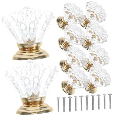 IWOWHERO 10pcs Crystal Drawer Pulls Gold Crystal Handles for Dresser Drawer Knobs Modern Cabinet Hardware