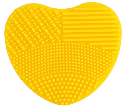 7 Farben Make-up-Pinselreiniger, Silikon-Herz-Handschuh, Reinigung, Kosmetikbrett, Waschwäscher (Zitronengelb)