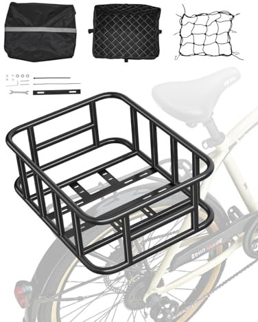 VEVOR Fahrradkorb hinten 435x330x155 mm, Hinterradkorb mit Gepäcknetz & Abdeckung, Gepäckträger zum Transport von Hunden, Haustieren, Obst & Lebensmitteln, Montagewerkzeug im Lieferumfang enthalten