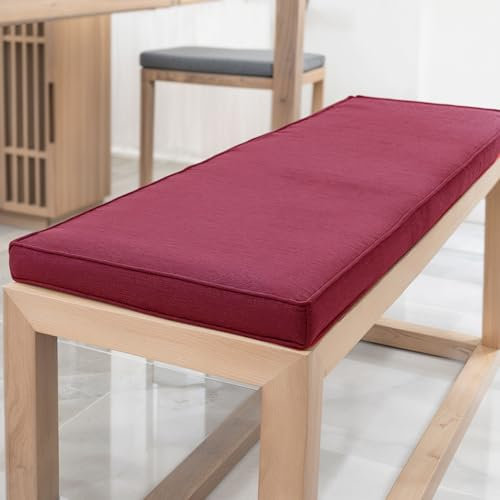 YFHT Bankauflage 100x40x5cm waschbares Bankkissen aus Leinen mit Rutschfester Unterseite und Paspel, Sitzkissen für Gartenbank, Terrasse, Innen Fensterbank, Flurbank, Rattanstühle usw