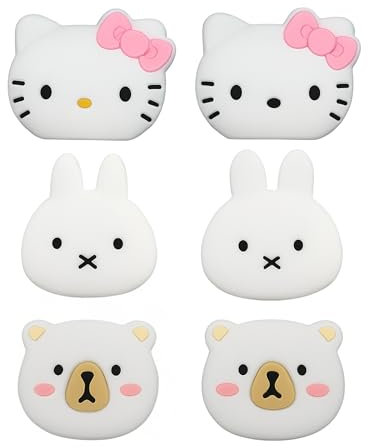 Thumb Grips per Switch – Gommini levette in silicone antiscivolo – Set da 6 Pcs. – Compatibili con Switch OLED, Lite – Protezione joystick e controllo preciso (Animaletti Kawaii)