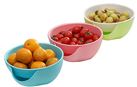 HOLIDYOYO Bol de Aperitivos Doble con Soporte Cáscaras Nueces y Snacks Pistachos Cerezos y Edamame Color Aleatorio Color Aleatorio