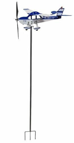 Wetter-Flugzeug aus Metall | Cessna 172 Windrichtungsmesser montierbar, Gartenpfahl im Freien, Kunststil-Ornament