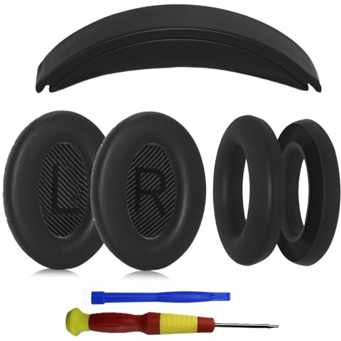 Adhiper Ear Pads,Headband Pad & Silicone Covers for Bose QuietComfort 45 (QC45)/QuietComfort SE (QC SE)/New Quiet Comfort Wireless Headphones,Comfort Upgrade Kit - 3-Piece Replacement Kit (Black)
