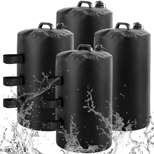 HEKOBAG 4 Stück Gewichte für Pavillon 10L Wassergewichtstaschen Standfuß Sandsäcke Pavillon Sandsäcke aus 500D Oxford Pavillonstandfüße mit Wasser Befüllbar für Sonnenschirm Strand Zelt Gartenzelte