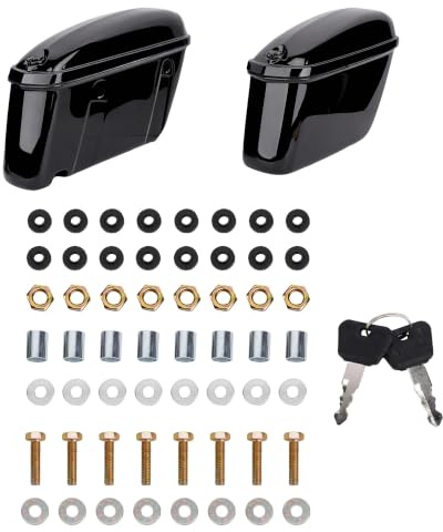 Luocute 22L Seitenkoffer Motorrad Hartschale, Black | Motorrad Tasche mit Schloss, ABS-Kunststoff-Aufbewahrungsträger, Universell Passend für Cruiser