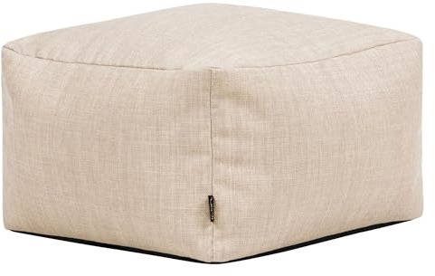 Icon Amara Hocker, Beige, Wasserabweisender Stoff, Indoor Outdoor Sitzsack, Sitzpuff Hocker mit Füllung, Riesen Fußhocker für das Wohnzimmer, Schlafzimmer, Garten