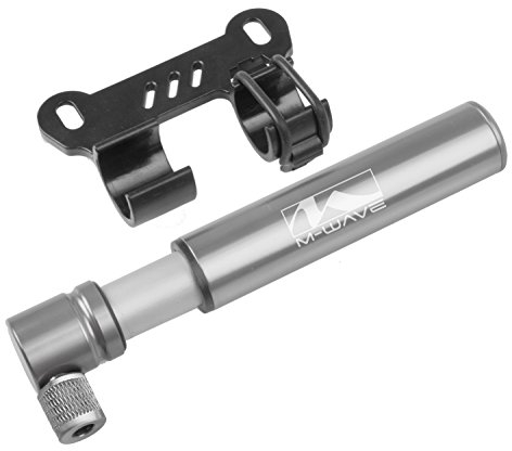 M-Wave Air Midget Luftpumpe, Minipumpe, Handpumpe, Fahrradpumpe, Luftpumpe, 85psi, 6bar, DV, FV, Dunlopventil, Französisches Ventil, aus Aluminium, 65 g