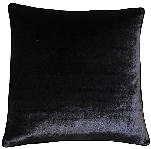 Riva Paoletti Luxe Velvet Cushion Cover - Black - Soft Velvet Feel Fabric - Reversible - Hidden Zip Closure - Machine Washable - 100% Polyester - 55 x 55cm (22 x 22 inches)