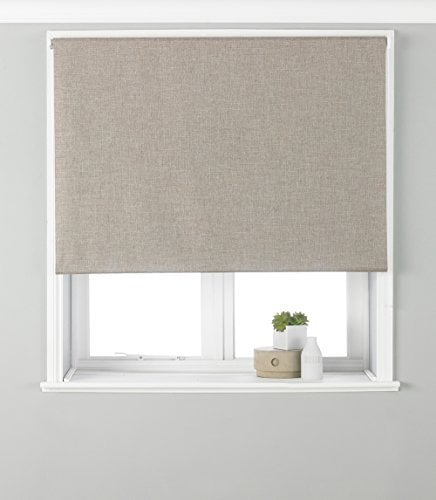 Eclipse Blackout Roller Blind - Natural Beige - Ready Made (Fittings Included) - Temperature Control - Adjustable - 100% Polyester - 153cm width x 162cm drop (60 x 64 inches) - Made by Riva