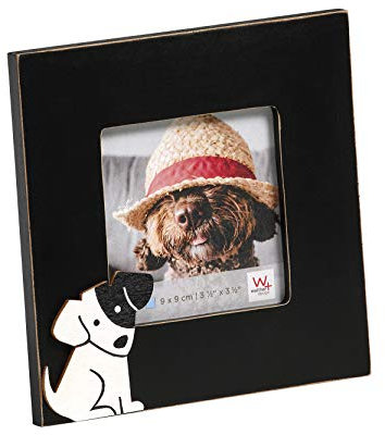 walther design Bilderrahmen schwarz 9 x 9 cm aus Holz, Hund CD909B