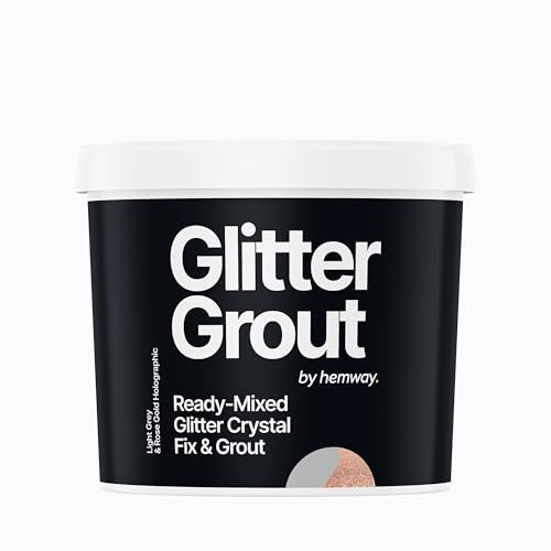 Hemway 2.5 L / 4.5 kg Rose Gold Holographic Glitter with Light Grey Grout | Ready Mixed & Easy to Use | Suitable for Kitchen & Bathroom | Waterproof & Mould Resistant | Non-Toxic & Cruelty Free