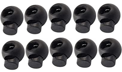 SUPVOX 25pcs Plastic Toggle Cord Locks Spring String Stoppers Fasteners Slider End Spring Stop Toggle for Draw String Bags (Black)