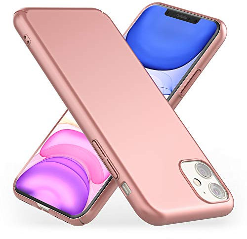NALIA Coque Rigide Compatible avec iPhone 11, Slim Hardcase Finition Mate Mince Housse Protection Dure, Anti-Choc Cover Case Plastique Telephone Portable Bumper Etui Protege, Couleur:Rose Gold Or