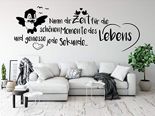 tjapalo® pk224 Wandtattoo nimm dir Zeit für die schönen Momente wandtattoo wohnzimmer spruch zitate Wandsticker Flur und Diele, Farbe: Schwarz, Größe: B140xH50cm