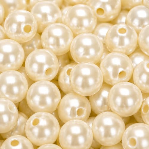 Perlin Wachsperlen Creme 3 mm 250 Stück ABS Perlmuttoptik Imitat Zuchtperlen mit Loch Rund Schmuckperlen Bastelperlen für Brautkleid Perlenstickerei Hochzeit Halskette Armband