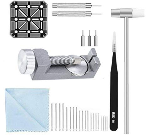 JZK 24 in 1 Kit Uhrenarmband Riemen Link Pin Remover Reparaturwerkzeug Kit Federstab Werkzeugsatz Riemen Link Entfernung Einstellsatz
