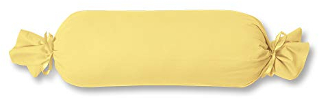 ESTELLA Kissenbezug für Nackenrolle Feinjersey | Quitte | 15x40 cm | ideale Passform und Schleifenverschluss | trocknerfeste und bügelfreie Kissenhülle aus 100% Baumwolle