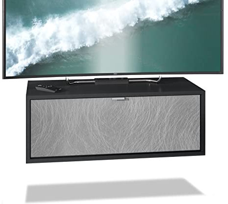 Vladon TV Board Lana 80 Mobile da Parete Porta TV 80 x 29 x 37 cm, Struttura in Nero Opaco, Frontali in Metallo graffiante | Ampia Scelta di Colori
