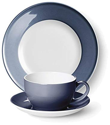 Dibbern SONDERAKTION - Originalware Solid Color - Kaffeetasse m.U. 0,25 + Teller 21 cm - indigo - NEU