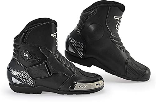 Stivali da Moto Pelle Microfibra TPU Gomma Moto Stivali da Corsa per Bici Stivali da Moto da Strada Motocross da Strada,43