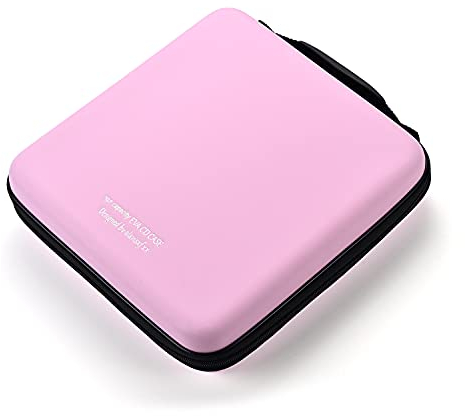 LIOVODE étui dvd, EVA porte-cd d'une capacité de 192, étui de rangement multimédia collection de disques portefeuille de protection pour la maison et la voiture (capacité 192, Rose 192)