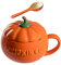 Housoutil Halloween Tazza Di Zucca, 400ml Tazza a Forma Di Zucca Con Coperchio, Creativo Tazza Di Latte Tazze Con Cucchiaino Halloween Boccale