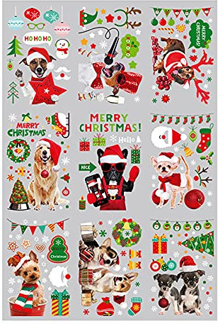 TianWlio Weihnachtsvitrinen Wandaufkleber Weihnachtsbaum Fensteraufkleber Cartoon Katze Wohnzimmer Tapete Glasaufkleber Aufkleber Sticker Sprüche (A, One Size)