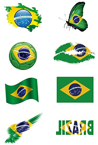 Stakee Brasilien Flagge Tattoos Weltmeister Temporäre Tattoos Nationalflagge Tattoos Aufkleber Fußball Match Aufkleber Für Fan Arm Face