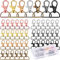 Pack de 50 Porte-clés Mousquetons,Porte-Clés en 7 Couleurs,Alliage de Zinc de Haute Qualité,Souple et Durable,Idéal pour Les Projets de Bricolage