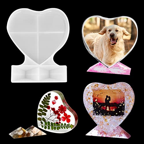 Zayookey Stampo Forma di Cuore in Resina per Colata Stampo in Silicone Epossidico di Cristallo Campioni Photo Frame Resin Mold per Fai da Te Conservazione dei Fiori, Decorazioni per La Casa