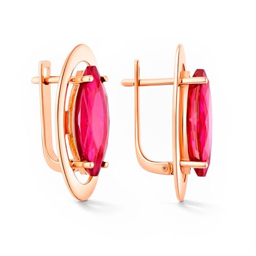 Golders Ohrringe 585 Rotgold mit Rubin, Goldschmuck Damen
