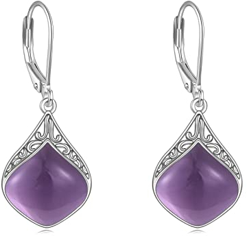 Amethyst Ohrringe Sterling Silber irische Keltische Filigrane Tropfen Ohrringe Schmuck Geschenke für Damen Mädchen Mutter und Tochter