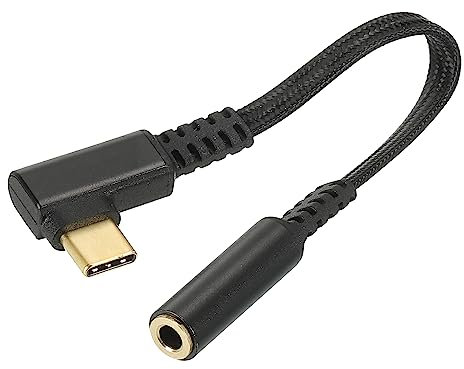 sourcing map USB Type C to 3.5mm Female Headphone Jack Adapter USB C to Aux Audio HiFi Hi-Res Digital Converter Cable Cord 5.5 for Phone, Black