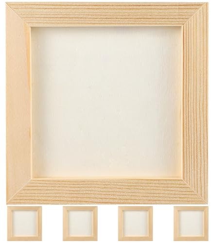 Alipis 5 Stück Holz-Bilderrahmen Zum Basteln Unfertige Quadratische Fotorahmen Tisch- Und Wanddisplay Leere Rahmen Diy-Holzrahmen Gemälderahmen Für Erwachsene Bastelset Kinder ab 6 Jahre