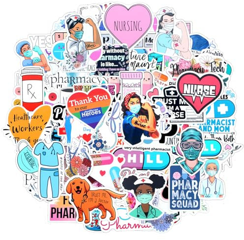 Andibro 100 Stück Krankenschwester Zubehör Sticker, lustige medizinische Aufkleber Krankenpflege Studenten Aufkleber Krankenpflege Anerkennungsplaner Geschenke Gesundheitspersonal Therapie