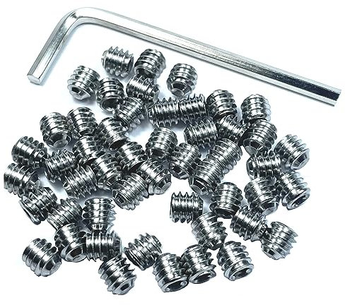 ZDingTech 60pcs Set Screws 1/4-28 x 1/4 inch 304 Stainless Steel Allen Head Hex Hexagon Socket Set Screws with 1/8 Allen Wrench,Set Grub Screws Hex Allen Head Socket Set Screws.(1/4 Length)