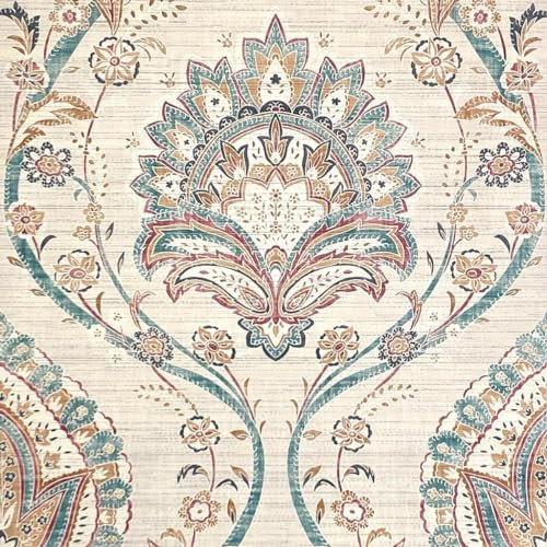 Fantastical Damask Multicoloured Wallpaper - Floral Flowers Traditional Contemporary - Textured Feature Wall