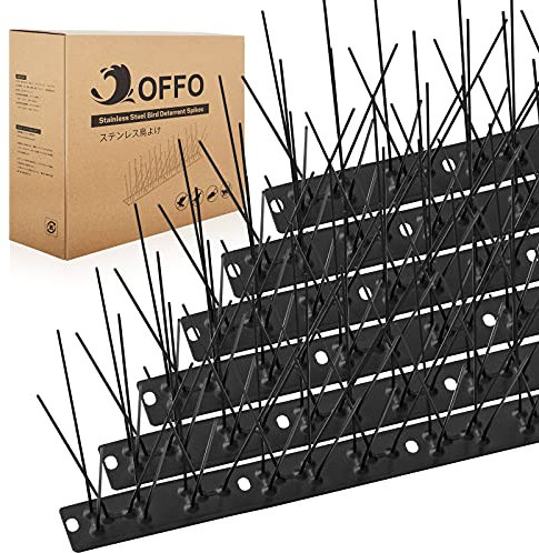 OFFO Pinchos antipalomas o puás preensambladas para techos y Ventanas, púas Anti Palomas Resistentes contra Cuervos, gaviotas y Aves pequeñas, Juego de púas ahuyentadoras de Aves 19,82m,Negro
