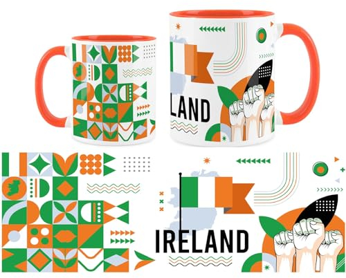 Purely Home Ireland Mug - European Travel Irish Holiday Tea/Coffee Gift Ceramic Orange Cup