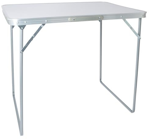 Harbour Housewares Folding Table - 80cm x 60cm - White - Small Metal Trestle Tables Foldable Portable Side Table for Indoor, Outdoor, Garden, BBQ, Pinic, Dining, Camping